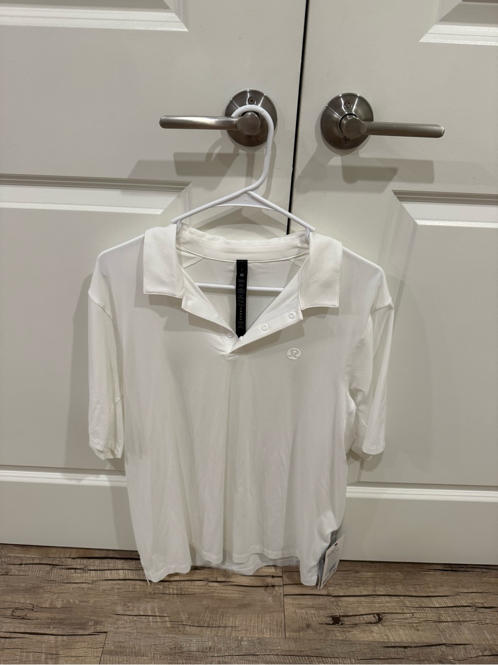 Lululemon Polo Shirt Men’s Snap Front Performance Golf Logo Sport Shirt L White